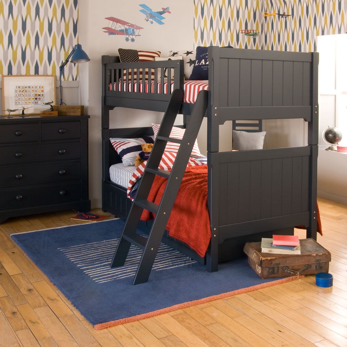 Fargo Bunk Bed with Sleepover+Storage Trundle in Painswick Blue 