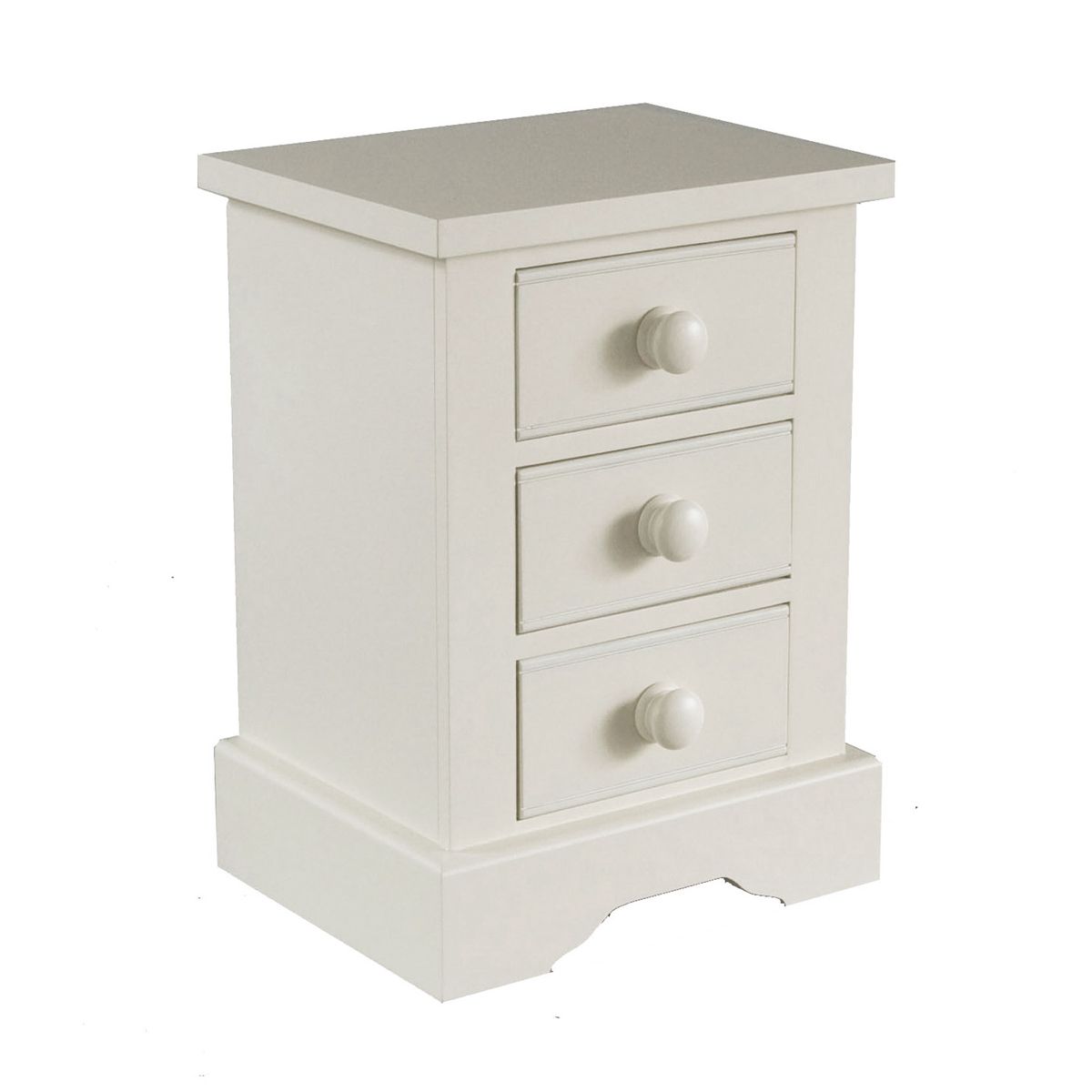 Bedside with 3 Drawers - Ivory White