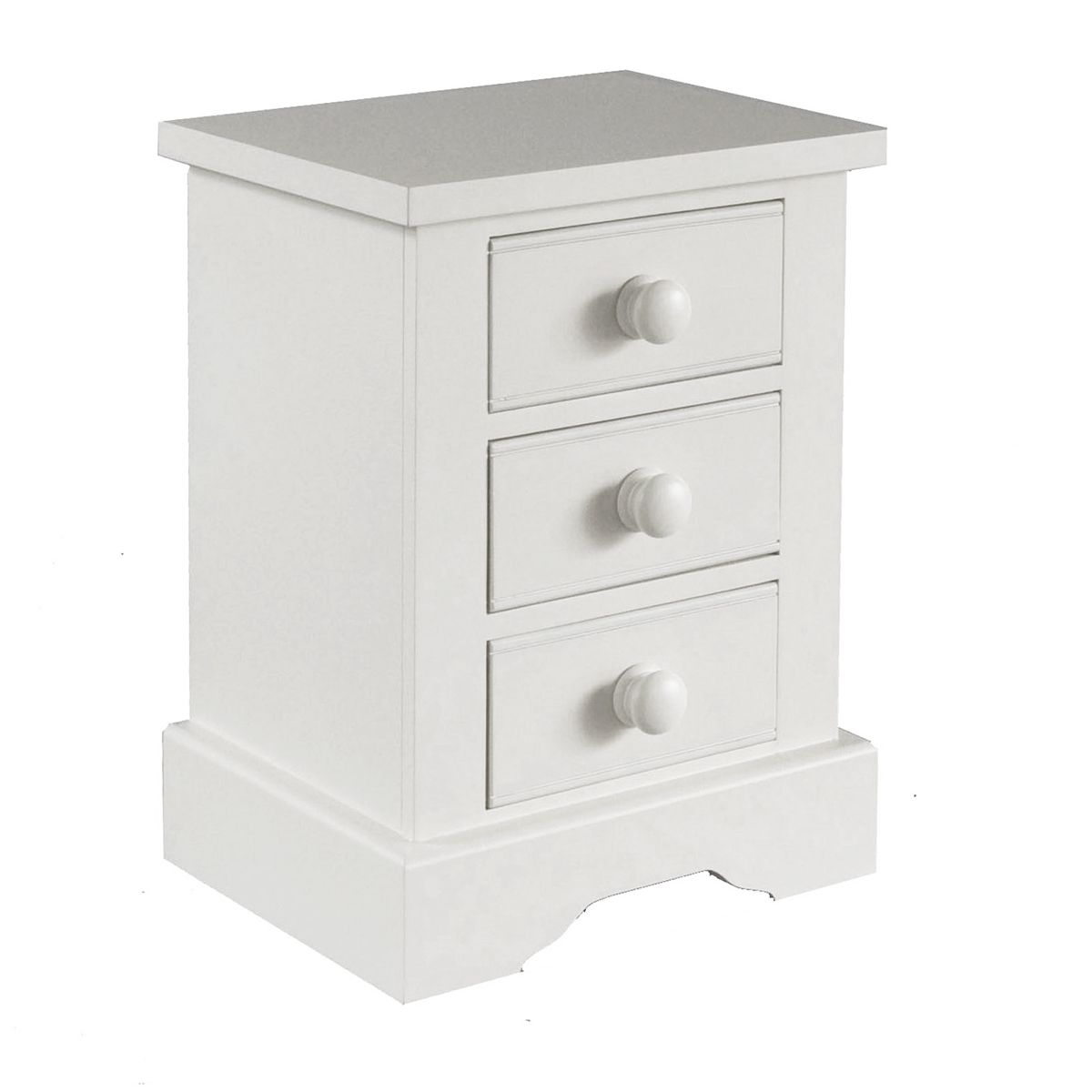 Bedside with 3 Drawers - Pure White
