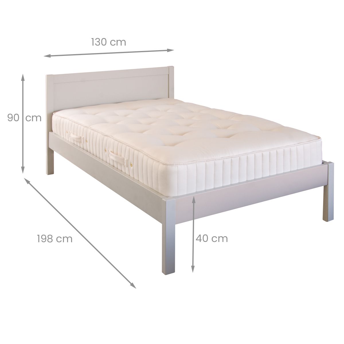small double bed with a low foot end, specification
