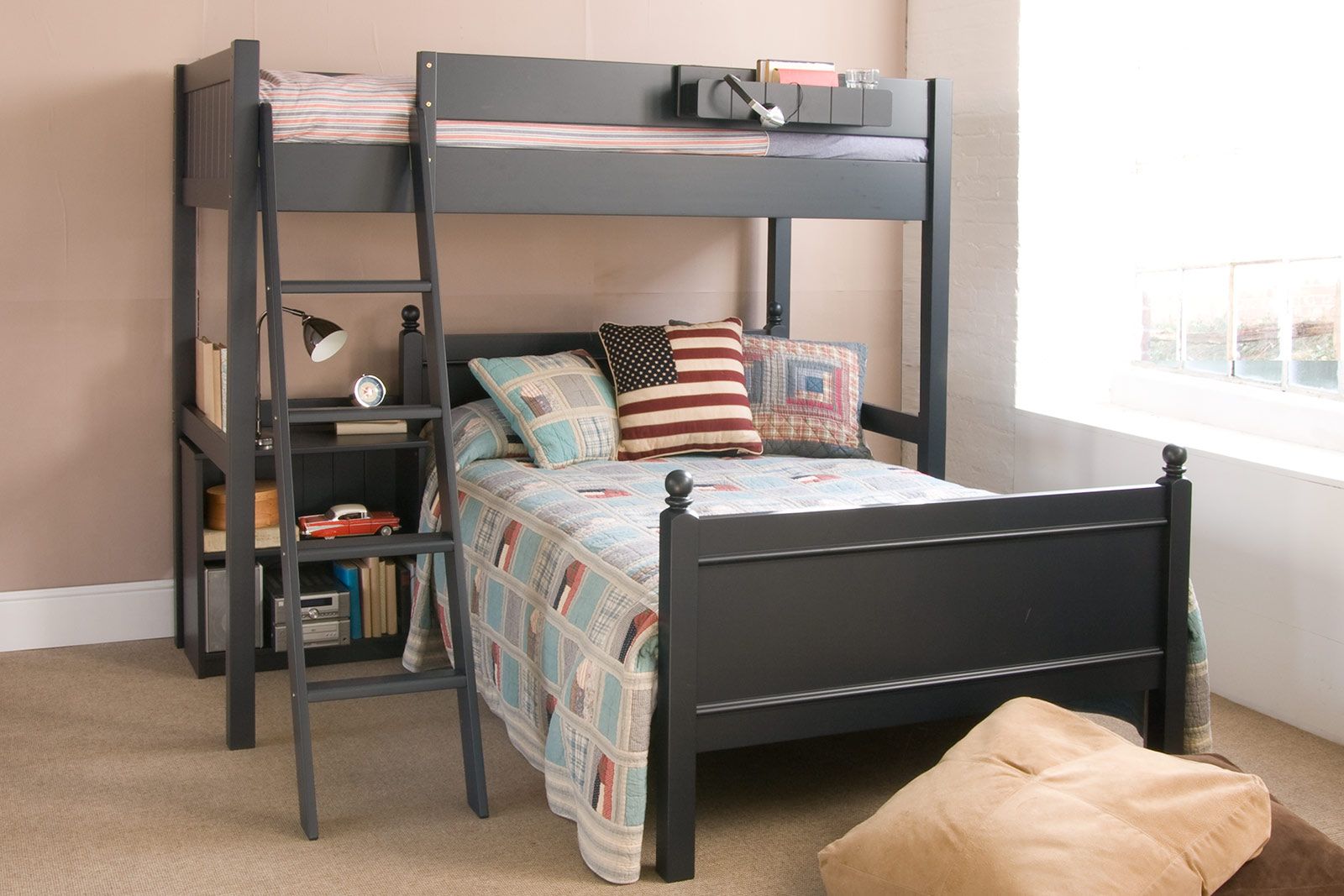 Fargo High Sleeper Loft Bed with Small Double Bed in Painswick Blue