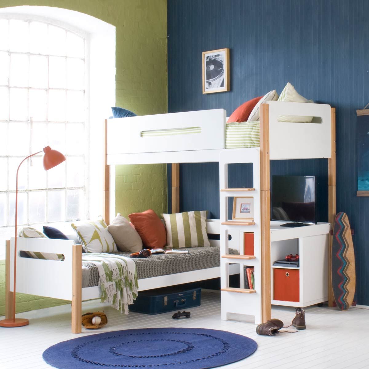 EDIT High Sleeper Loft Bed with Daybed and Storage - Natural and White