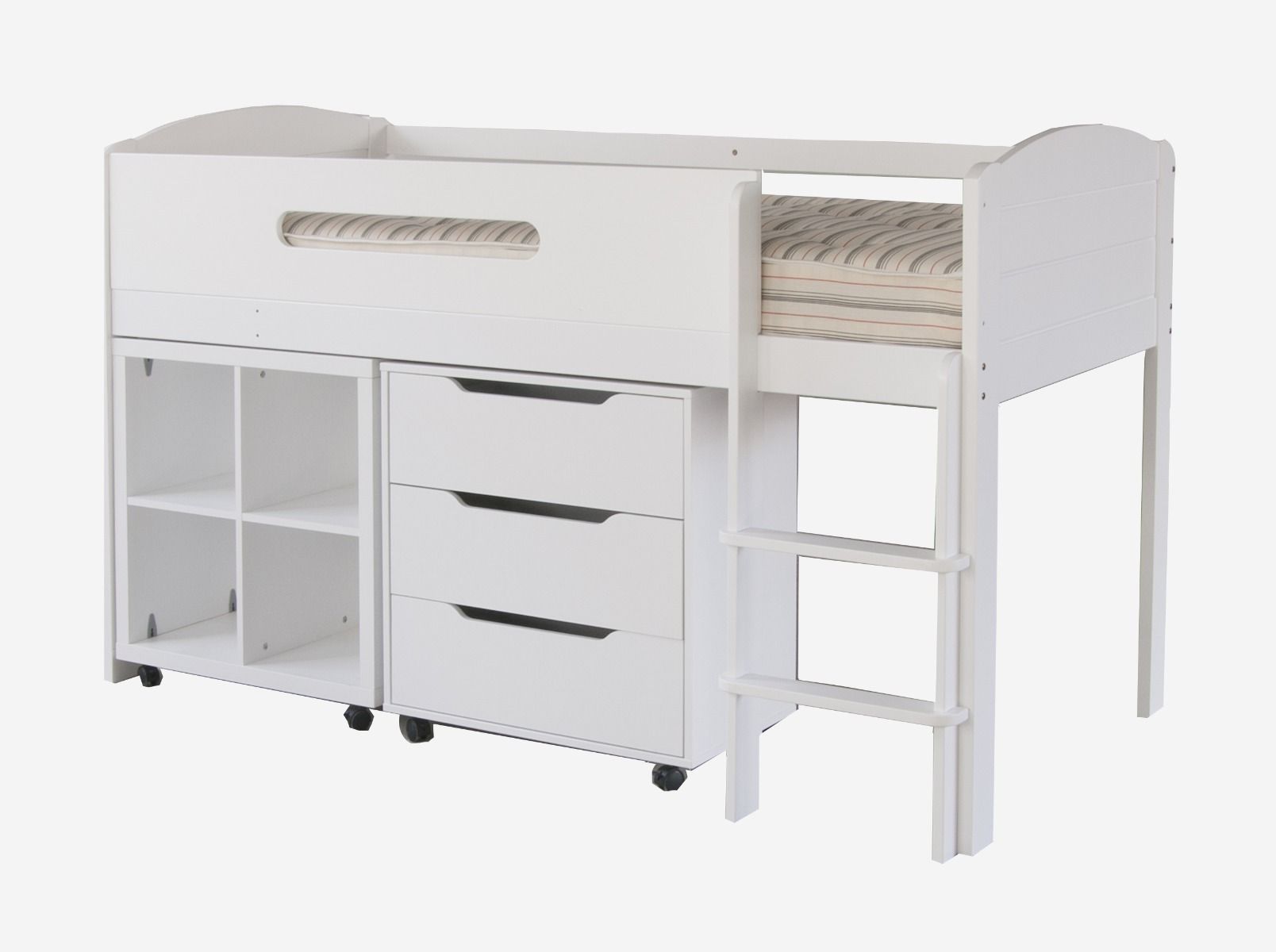 Mid Sleeper with Chest of Drawers & Storage Bookcase