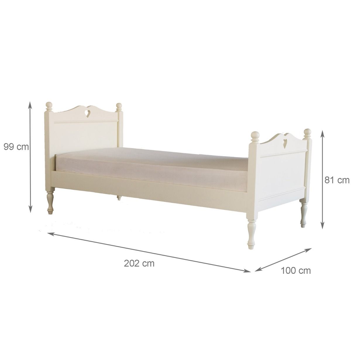 Carved Heart Bed with sleepover+storage trundle in Pure White