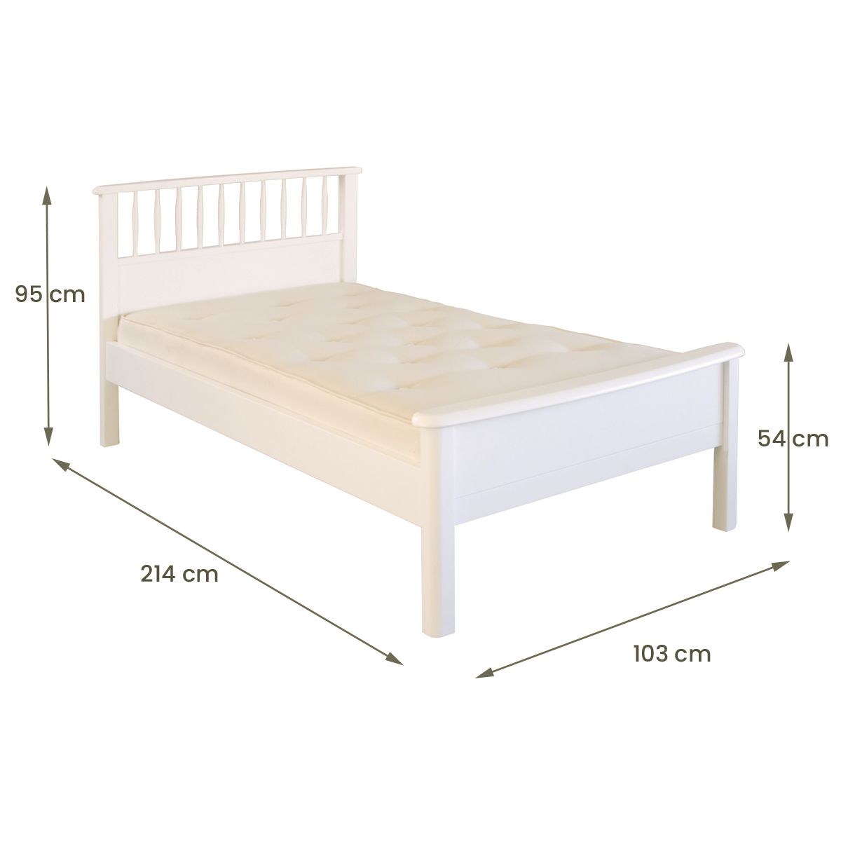 Bowood bed in Ivory White with low foot end 