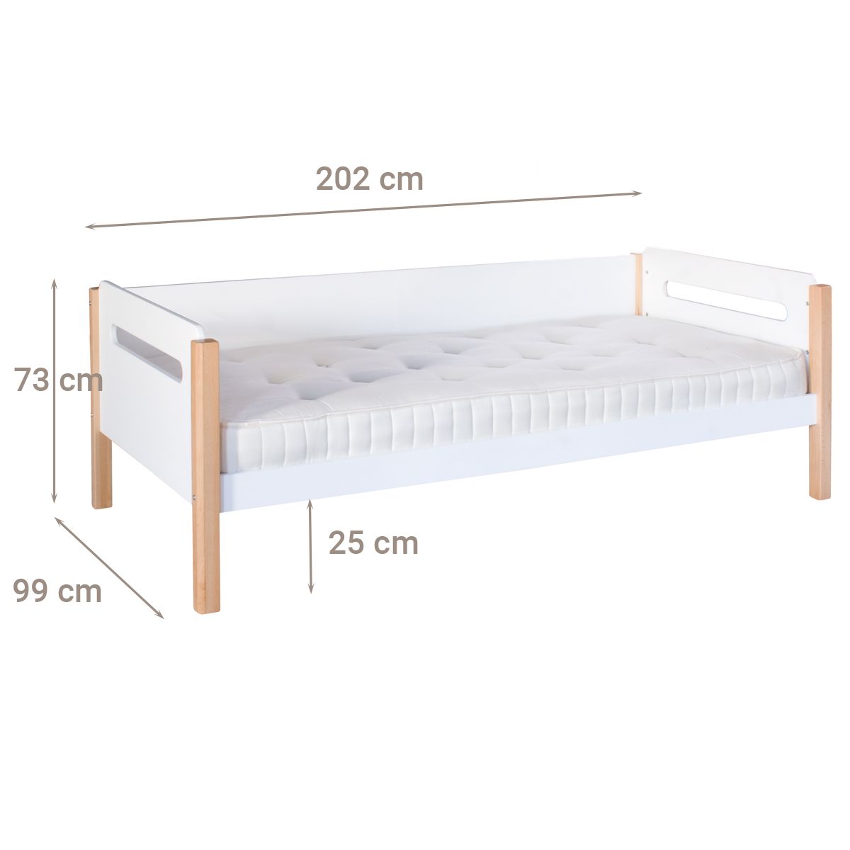 The Edit day bed with measurements on 
