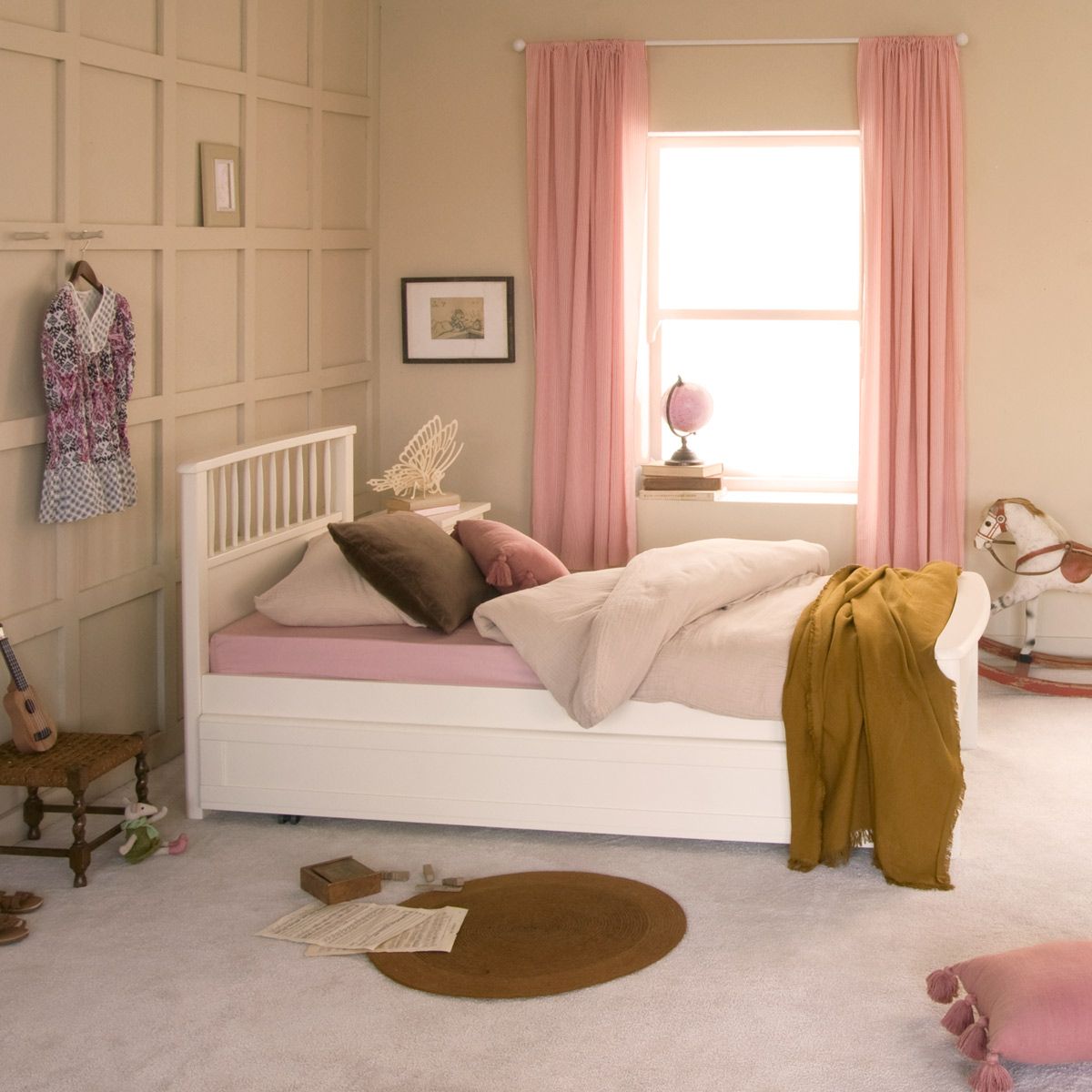 Bowood Single Bed with low footboard and trundle in Ivory White